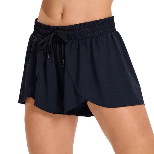 Flowy Running Shorts for Women Workout Athletic Gym Yoga Sport Active Wear Golf Hiking Bike Skort Sweat Pants Tennis Skirt with Pockets Spandex Cute Comfy Trendy Clothes Casual Summer Outfits Black M