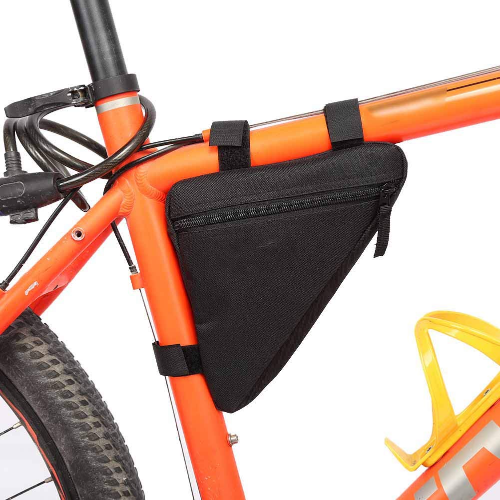 Bicycle Triangle Bag–7.9" Bike Frame Storage Bag with Quick Release for Road & MTB | Frame Bag Compatible with All Bike Frames, Lightweight Oxford Fabric Pouch (Black)