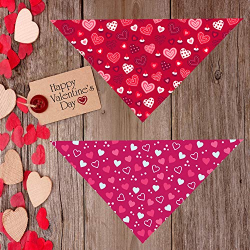 Valentine Dog Bandana Set - Heart Print Pet Scarf for Dogs & Cats - Large