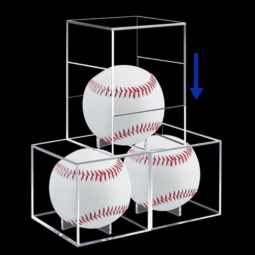 Baseball Case Display by [Brand Name] - UV Protected Acrylic Holder for Official Size Balls | 3 Pack