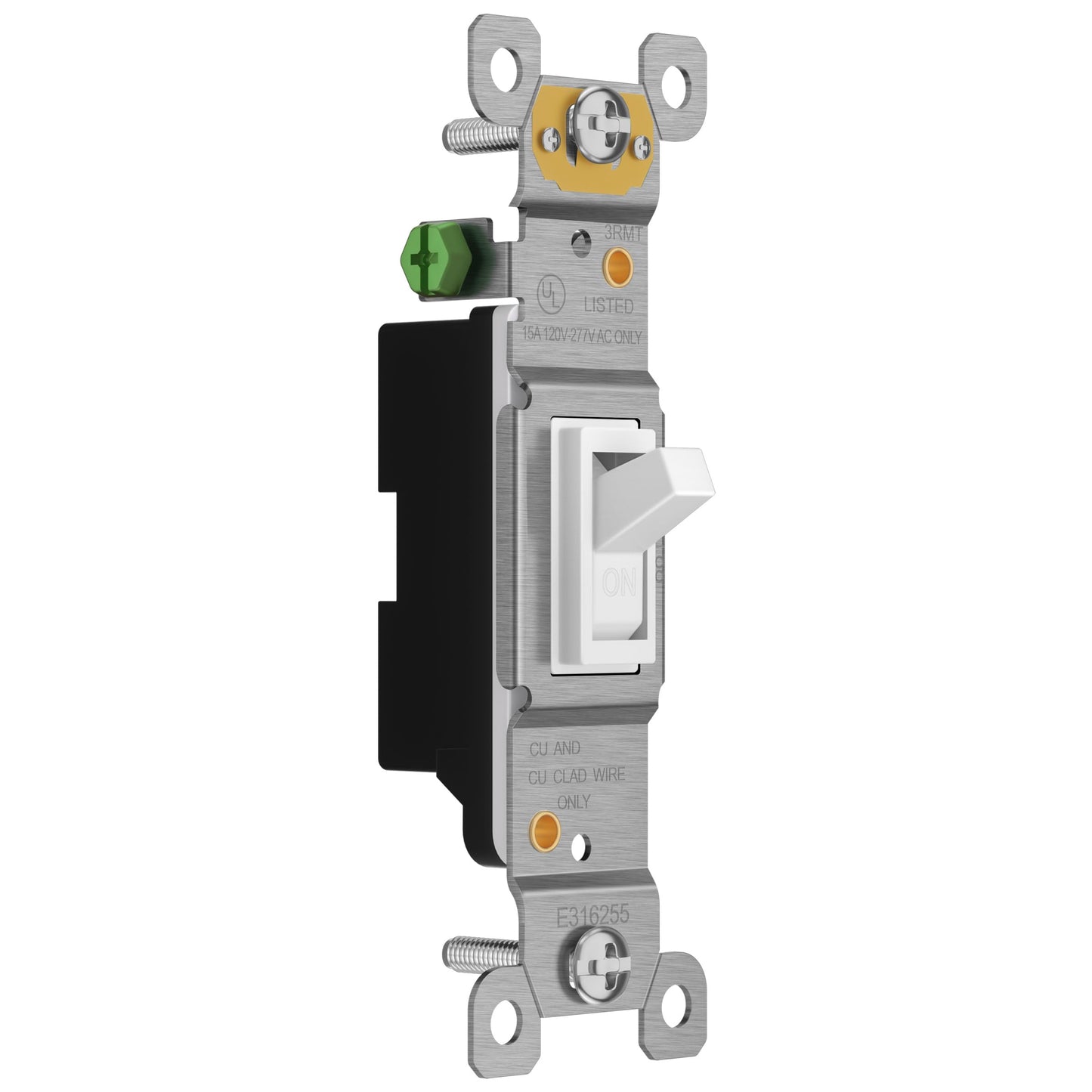 ENERLITES Toggle Light Switch, Single Pole, 15A 120-277V, Grounding Screw, Residential Grade, UL Listed, 88115-W-5PCS, White (5 Pack)