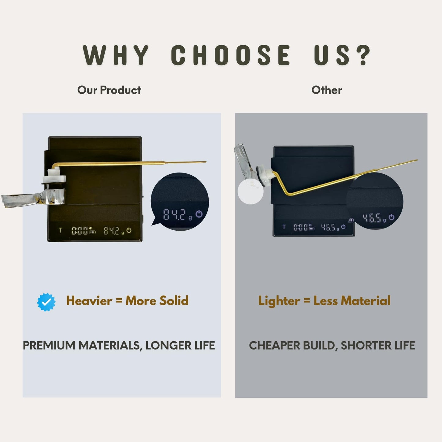 Universal Front Mount Toilet Handle Replacement Kit - Zinc Alloy Handle, Solid Brass Rod with Stainless Steel Chain