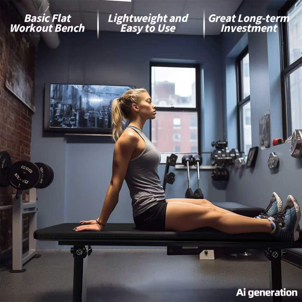 Houbos Flat Bench, Flat Weight Workout Exercise Bench Easy,Assembly,Foldaway Bench for Adjustable Dumbbells or an Adjustable Dumbbell Set,Strength Training Bench Press