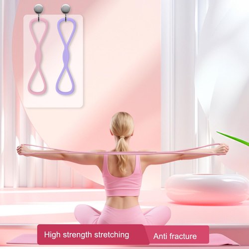 2PC Figure 8 Exercise Bands for Women Men, Victoriousact Resistance Bands, Fullbody Yoga Pulling Rope with Handles for Glutes, Back, Chest Expander Strap (Purple 15lb+ Pink 25lb)