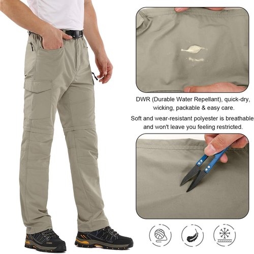 Jessie Kidden Men's Quick-Dry Convertible Hiking Pants - Lightweight Travel & Fishing | 32 Light Apricot