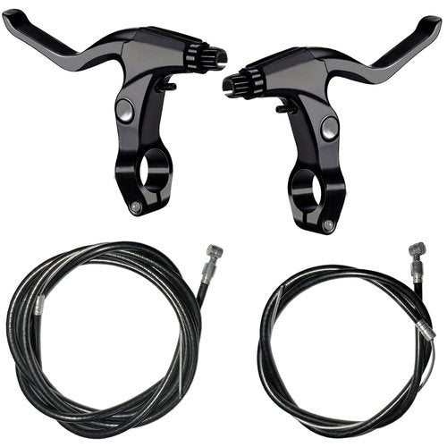 Lomodo 4 Pieces Bicycle Brake Accessories Including 2 Pack Aluminium Alloy Brake Levers Handle Bars and 2 Pack Brake Wire (Front and Rear Brake Cable) for Mountain/Road/MTB Bike(Black)