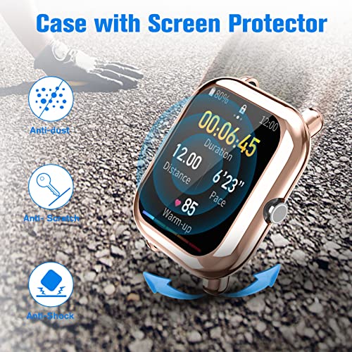 Protective Case with Screen Protector for Amazfit Bip U Pro - Black, Clear & Rose Gold