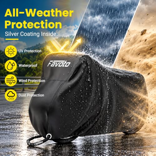 Favoto Waterproof Bike Cover XL for 1 or 2 Bikes Black