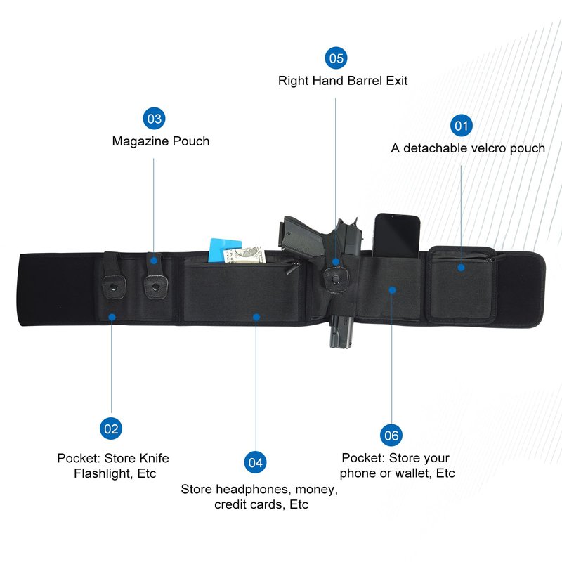 Belly Band Holster for Concealed Carry - Comfortable Gun Holsters for Men Women 380 9MM Concealed Carry - Fits Fits Glock 19 17 42 43, Smith Wesson, Taurus, Ruger (Left)