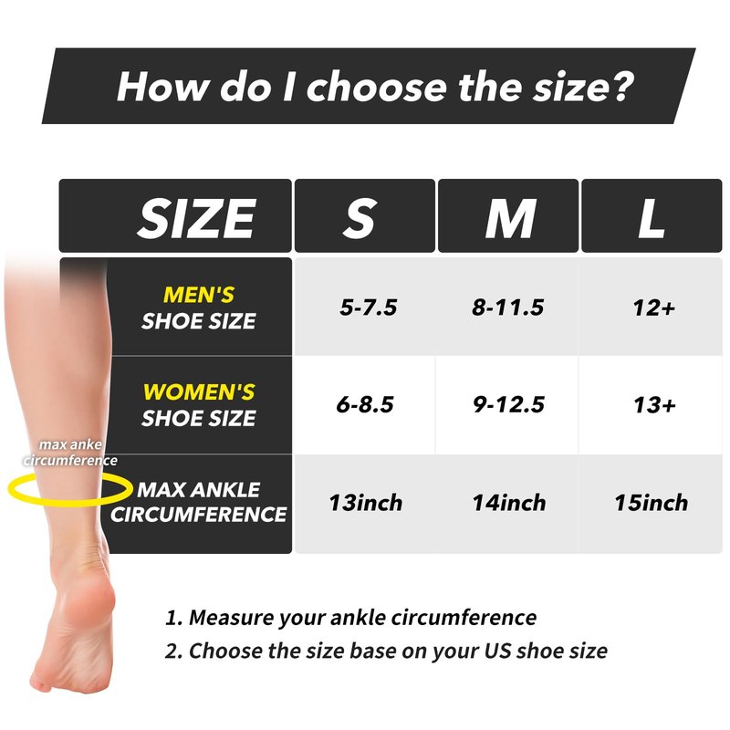 VOOOLO Plantar Fasciitis Night Splint Sock with Massage Ball for Tension Relief, Soft and Comfortable Foot Brace for Men and Women, Medium-Black