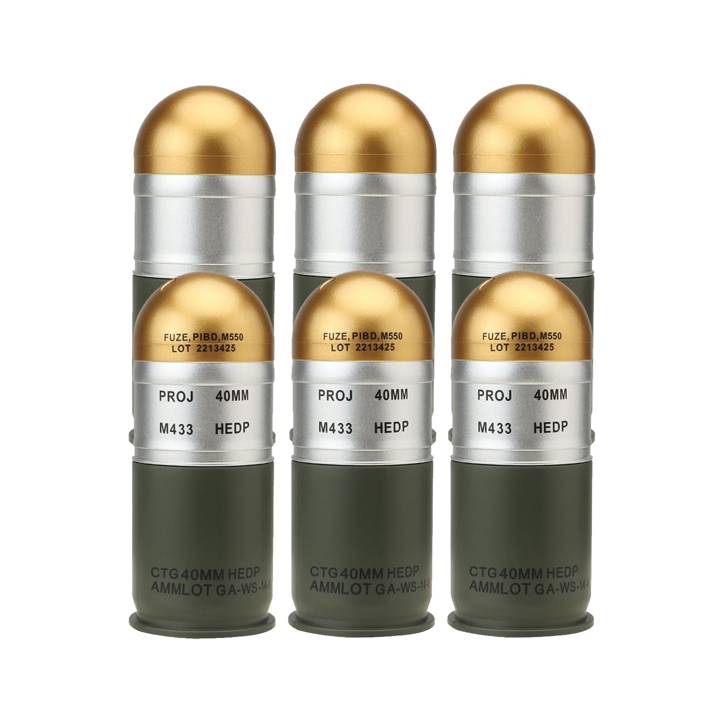 Lancer Tactical Airsoft M433 HEDP 40mm Dummy Shell (Pack of 6)