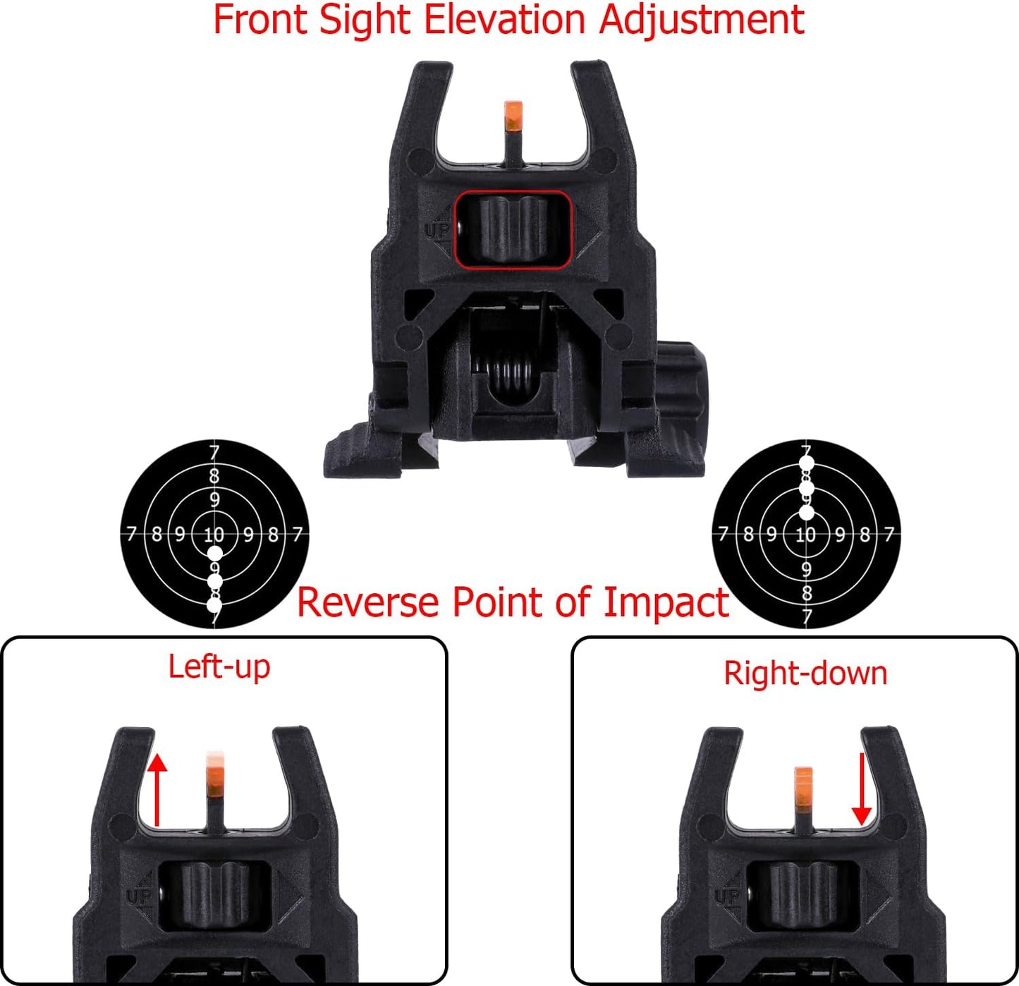 Skiennix Fiber Optic Sights - Tool-Free Adjustable Flip Up Front & Rear Backup Sights | Red & Green Dots