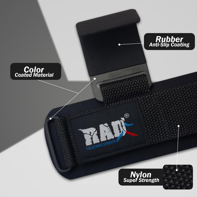 RAD Weight Lifting Hooks for Men & Women – Heavy Duty Gym Hooks with Thick Wrist Padding – Lifting Straps with Hooks for Deadlifts, Pull-Ups, Rows & Powerlifting – Black (Pair)