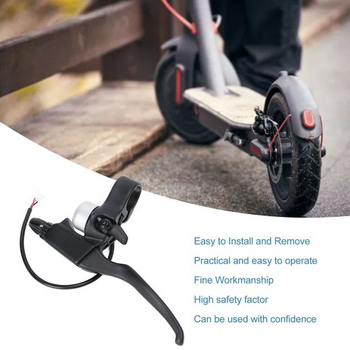 Luatoxry Brake Handle for Scooter, Aluminum Alloy Scooter Brake Handle Replacement, Non Slip E Scooter Lever with Bell, Black Brake Lever Replacement with Ergonomic Design, 1Pcs