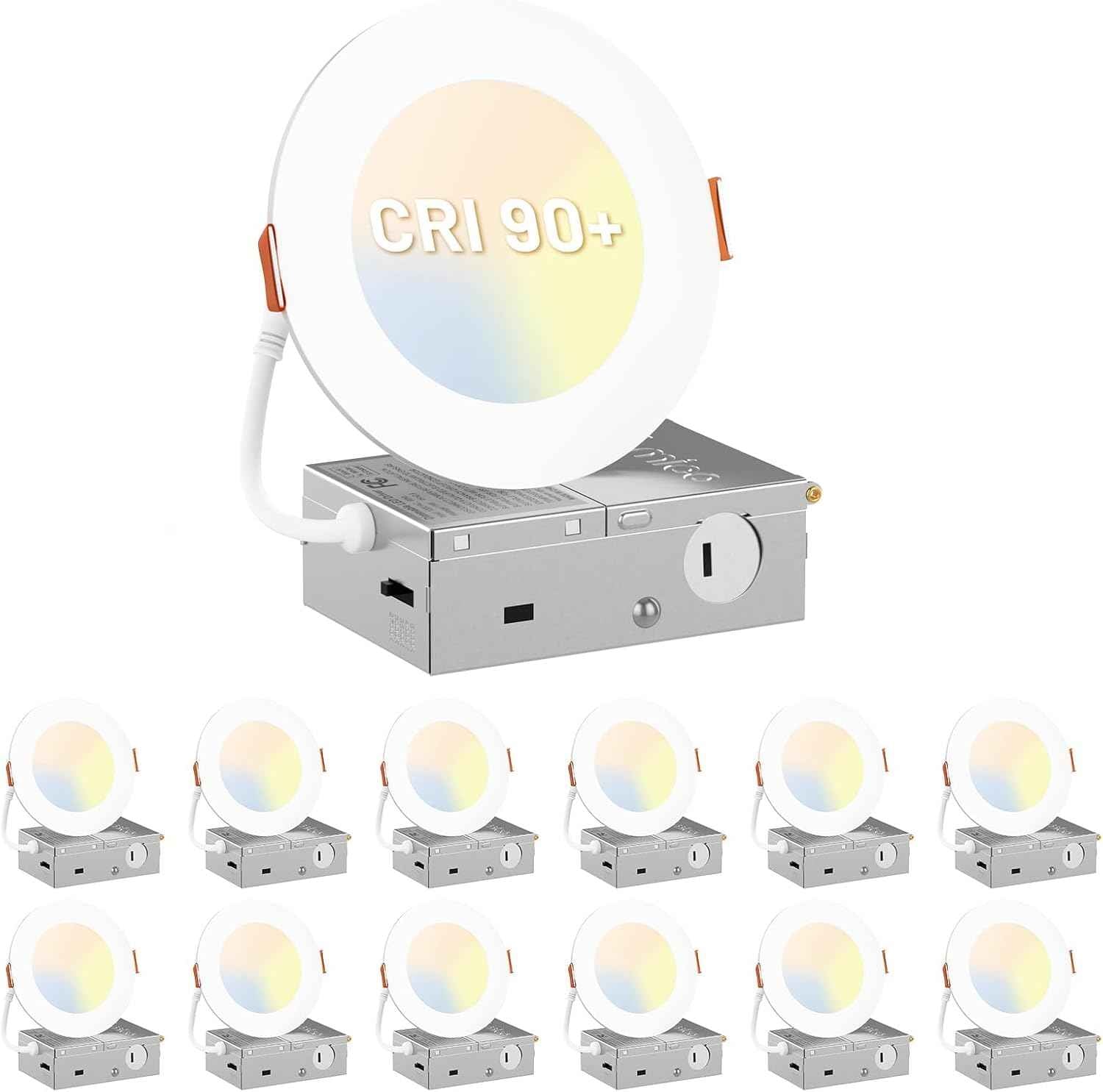 Ultra-Thin 6-Pack 6-Inch LED Recessed Ceiling Lights - Dimmable 5CCT 1100LM Wafer Downlights
