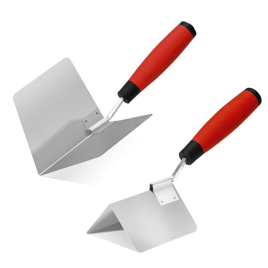 Fishark 2-Piece Drywall Corner Trowel Tool Set, Stainless Steel 3.9'' Outside Corner Knife & 5'' Inside Corner Knife for Sheetrock, Stucco & Concrete