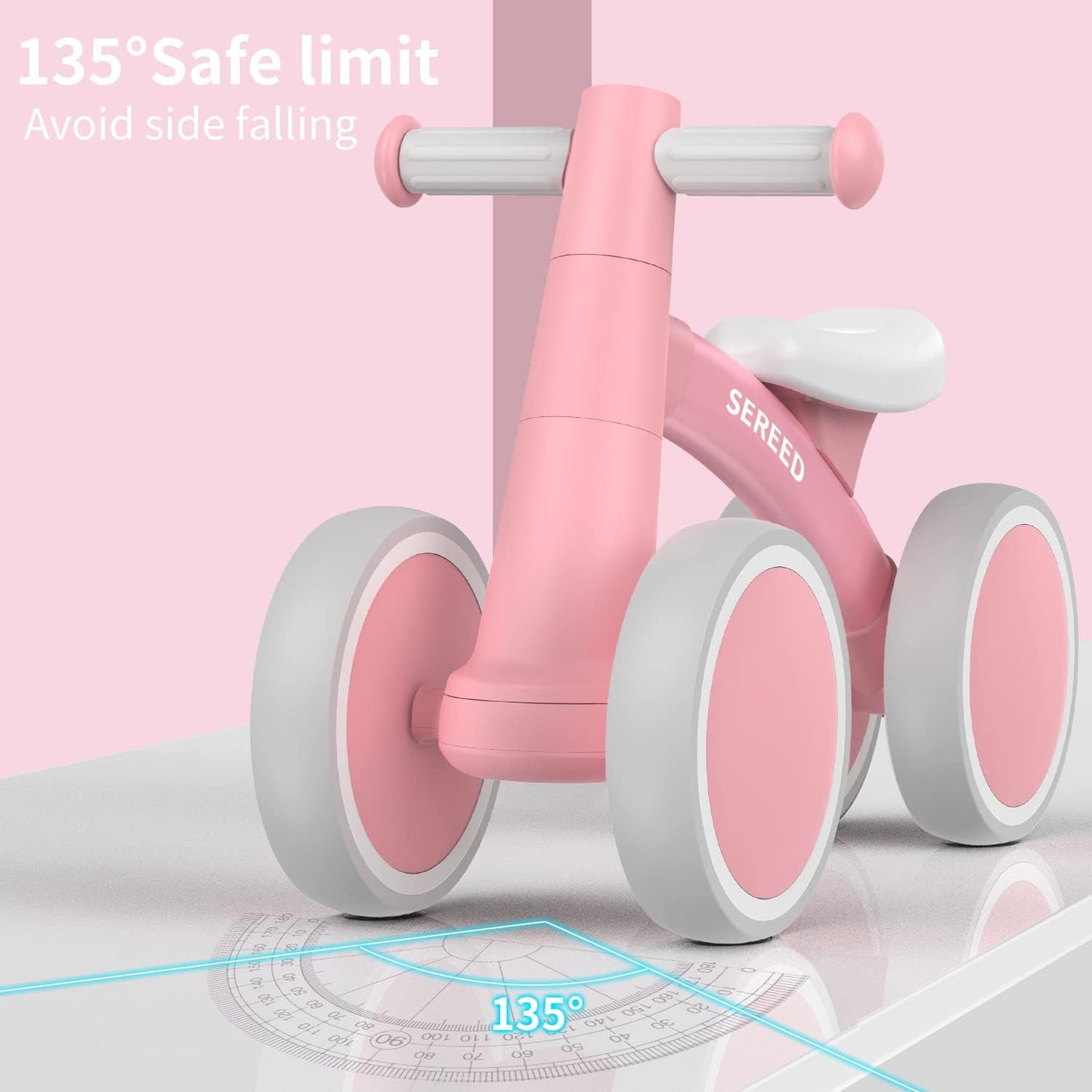 SEREED Baby Balance Bike - 4-Wheel Toddler Bike for 1-Year-Olds | Perfect First Birthday Gift