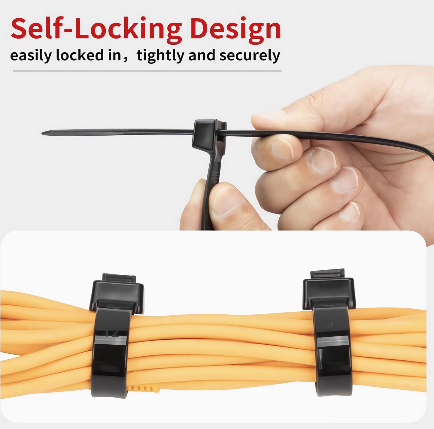 AGAOTIAN Heavy Duty 20 Inch Zip Ties, 50 Pack - Extra Long Black Cable Ties for Outdoor Use, 200 LB Tensile Strength, Durable Plastic Wire Ties