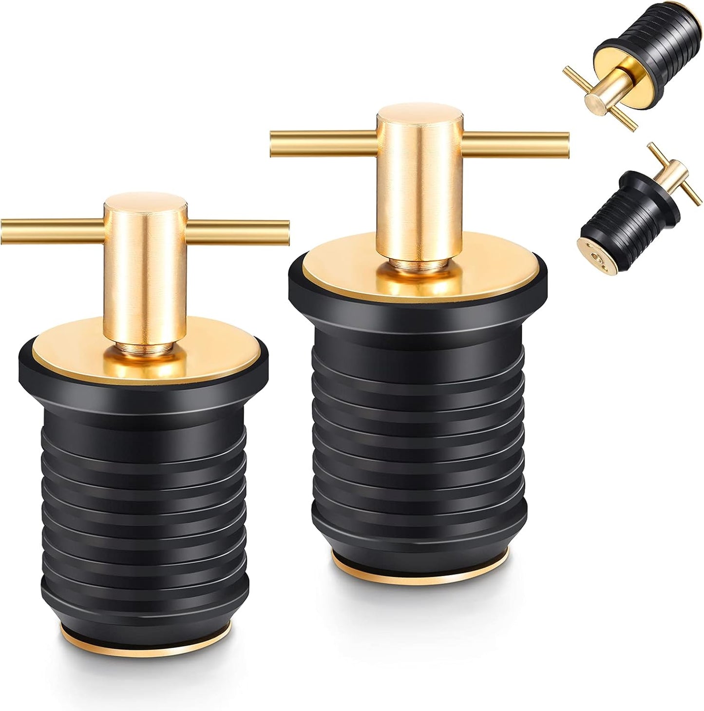 Skiennix T-Handle Boat Drain Plug - Durable Brass Snap Plug for Marine Use | 1 Inch (2 Pcs)