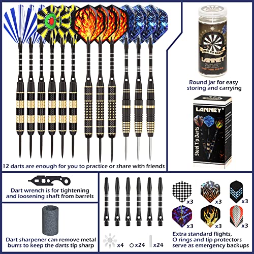 Professional Steel Tip Darts Set with Accessories - 12 Pack