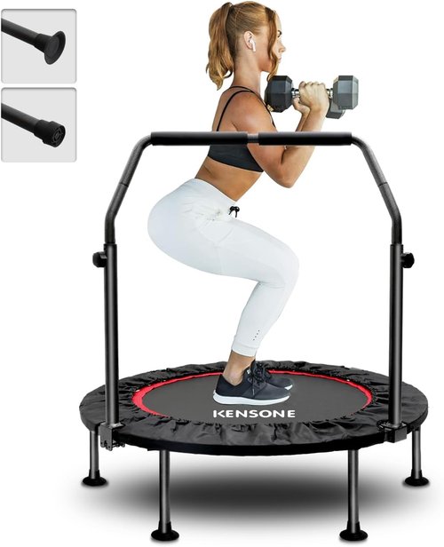 KENSOINE Foldable Mini Trampoline - Indoor Fitness Rebounder for Kids & Adults | Adjustable Foam Handle, Max Load 450 lbs