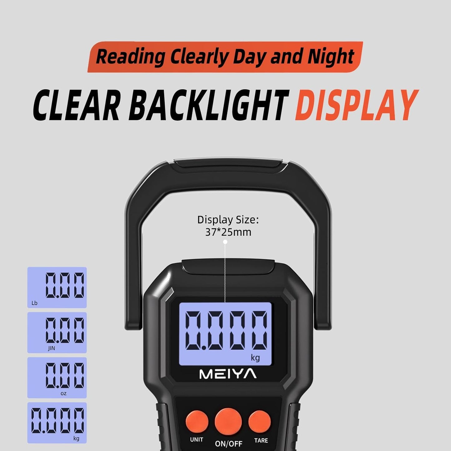 MEIYA Digital Fish Scale - Accurate 110lb/50kg Capacity | Backlit LCD Display & Hook Included