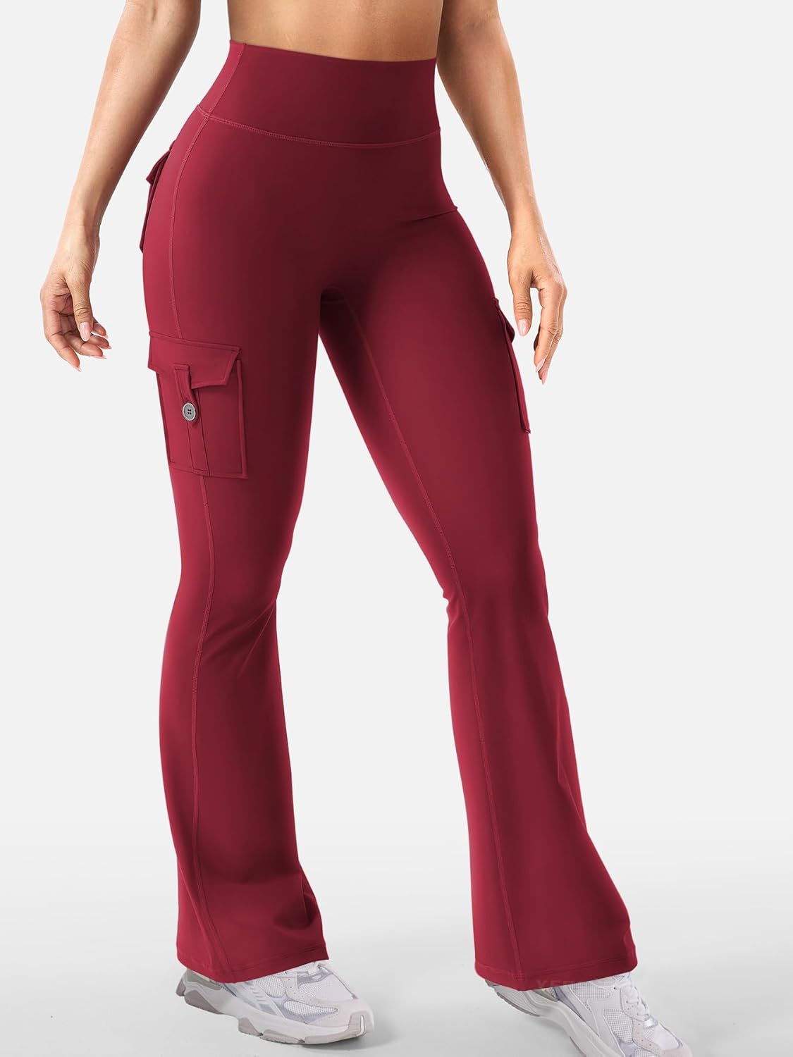 YEOREO CoreFlex Women's High-Waisted Flare Leggings - Hidden Pockets & No Front Seam | Gym & Yoga Essential
