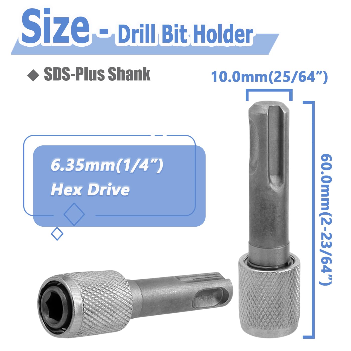 Mesee 5 Pieces SDS-Plus Shank Drill Chuck Adapters SDS PLUS to 1/4" Hex Socket Adapter Converter 1/4 Inch Hex Shank Screwdriver Drill Bit Holder for Electric Hammer Impact Drills