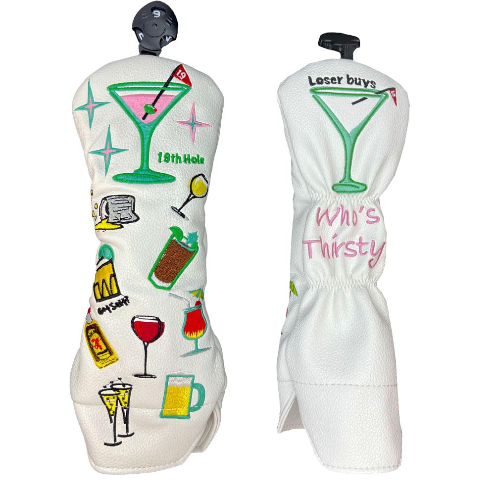 Giggle Golf Utility/Hybrid Head Cover, Funny PU Leather Club Covers for Women & Men (19th Hole)