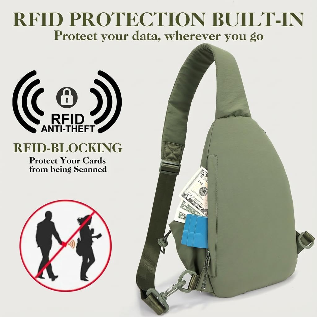 Skiennix Anti-Theft RFID Sling Bag - Stylish Nylon Crossbody Purse for Travel & Shopping