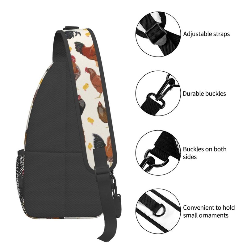 VOOHDDY Rooster Chicken Fun Animal Sling Bag For Women Men Travel Hiking Backpack Crossbody Shoulder Chest Bags Casual Daypack Sport