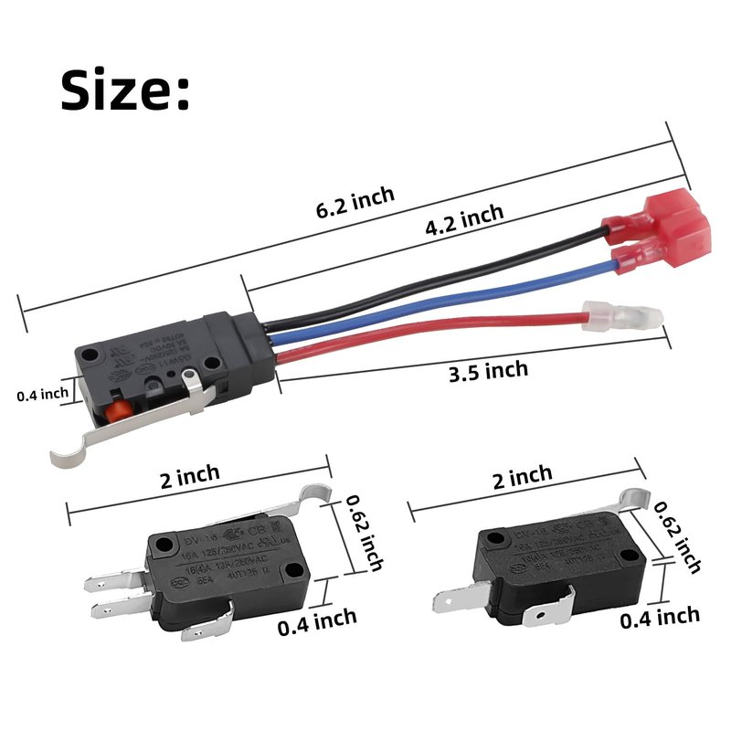 Roykaw Golf Cart Micro Switch Kit for Club Car DS/Precedent 1999+, Forward Reverse with Wires, 2/3 Pong, Reverse Warning Limit, 4PCS, OEM# 101979101, 1014807, 1014808