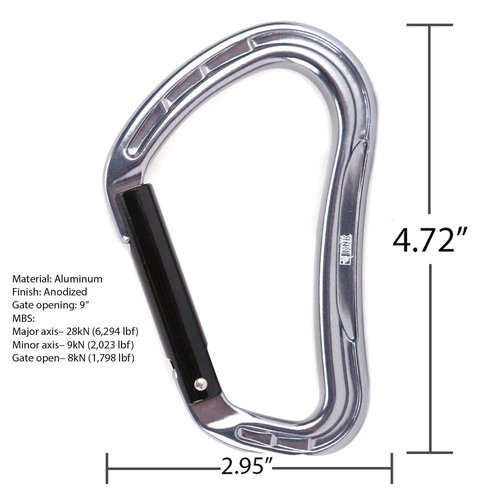 Rock-N-Rescue 20-Foot Webbing and Carabiner Combo - Heavy-Duty Tubular Nylon, Made in USA, Rock Climbing, Firefighter, and Rescue Gear (Neon Green)