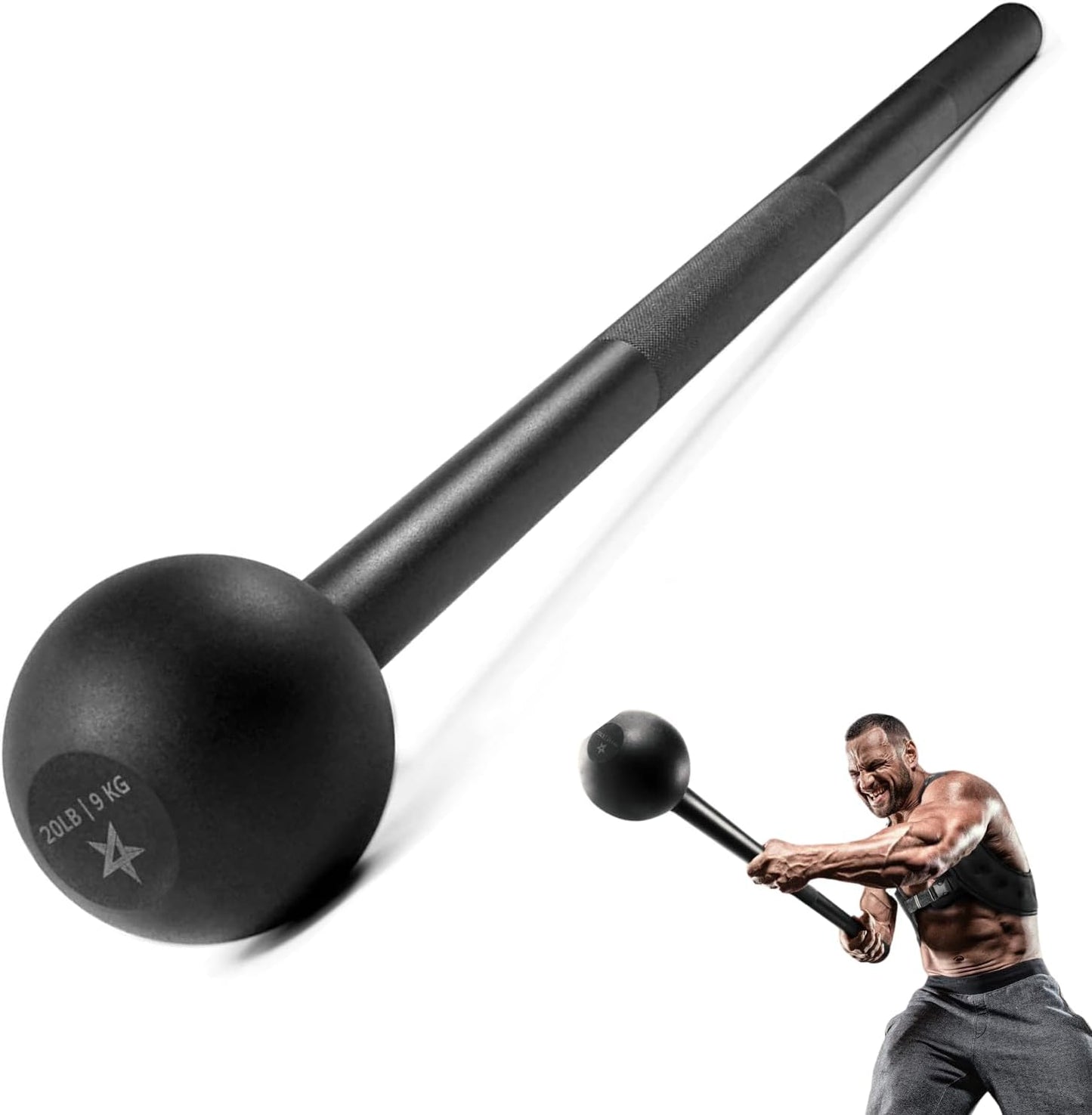 Yes4All Steel Mace Bell - Versatile Strength Training Tool for Full Body Workouts | 5-30 LB Options