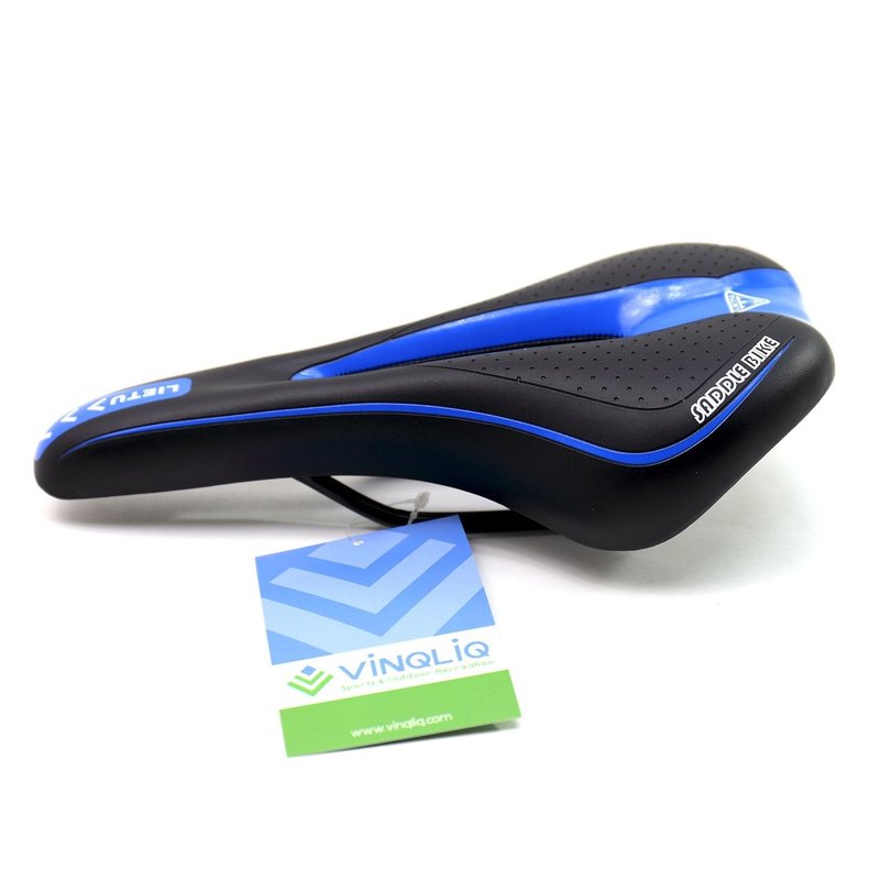 VINQLIQ® Professional Bike Saddle Bicycle Comfort Seat Cushion Pad Shockproof Ergonomic Design for Cycling, Mountain Bike, MTB, Road Bike, BMX, Folding Bike (Black and Blue)