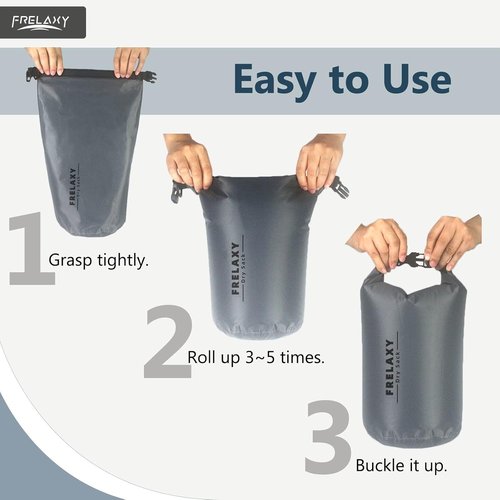 Frelaxy Waterproof Dry Bag Set - Lightweight & Durable 5L, 15L, 25L for Hiking, Camping, Kayaking | 2 Pack - Gray