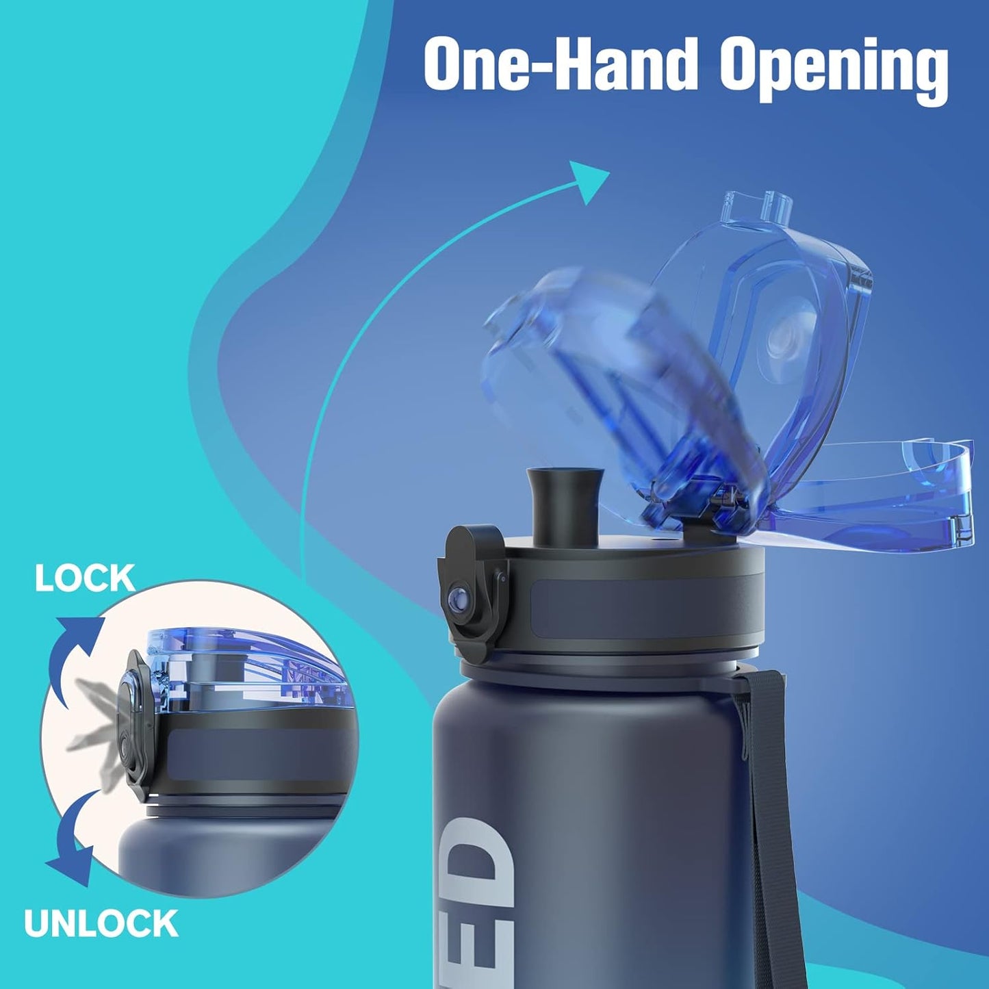 Sahara Sailor 32oz Water Bottle - Durable, Leakproof & Motivational with Time Marker | BPA-Free Tritan