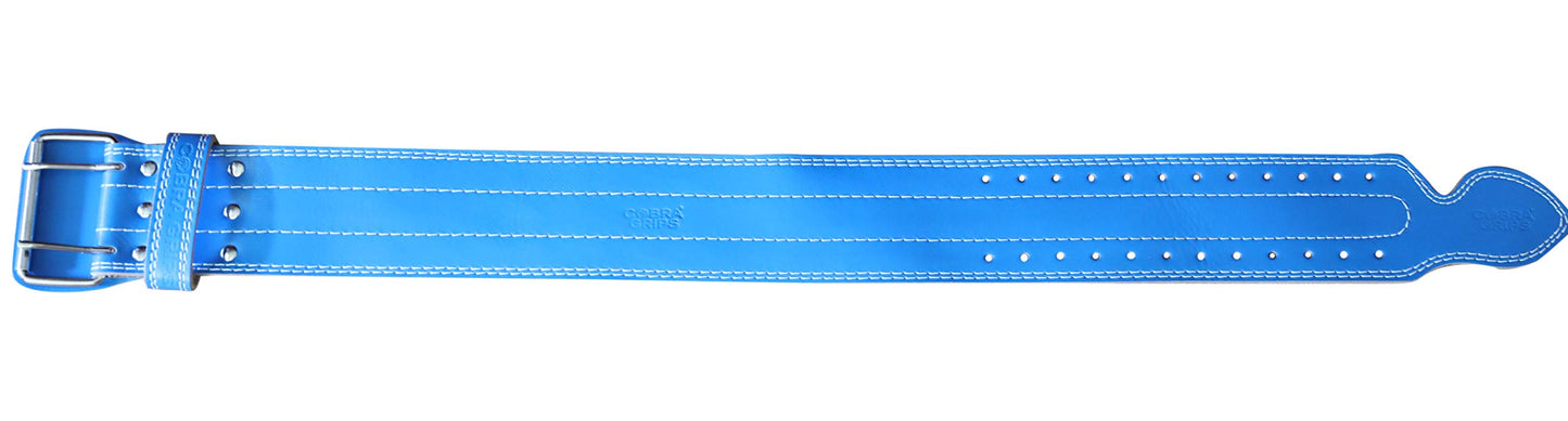 Weight Power Lifting Belt 4” Wide Cobra Grips Best Premium Genuine Leather Belt for Men & Women Adjustable Weightlifting Back Support (Cyanic Blue, Medium 32"-40")