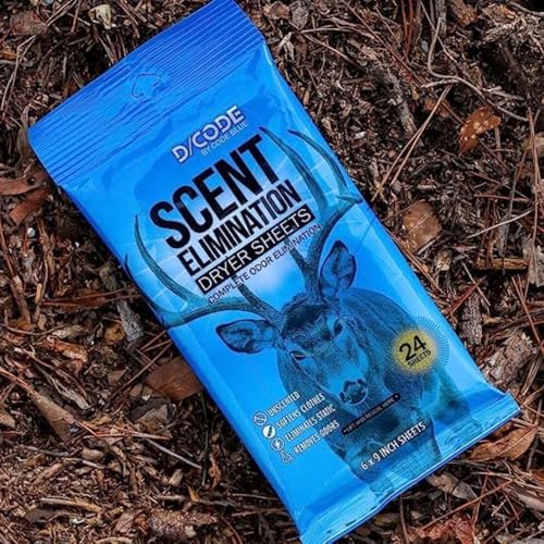 Scent Elimination Dryer Sheets for Hunting Gear, Unscented, 24 Count