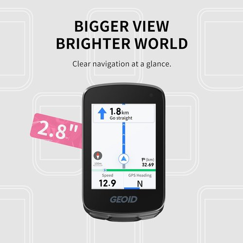 GEOID CC700 Wireless Bike Computer - 2.8" Color Screen, Route Navigation, WiFi Sync, Fast GPS
