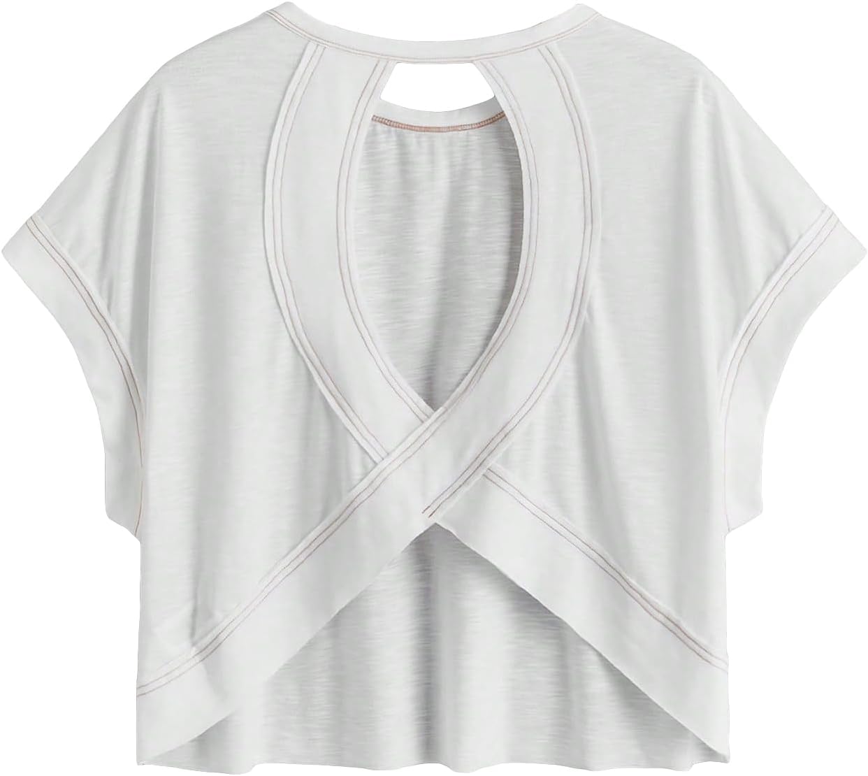 **SOLY HUX Women's Open Back Workout Tee - Casual Short Sleeve Athletic Shirt in Oversized Fit**