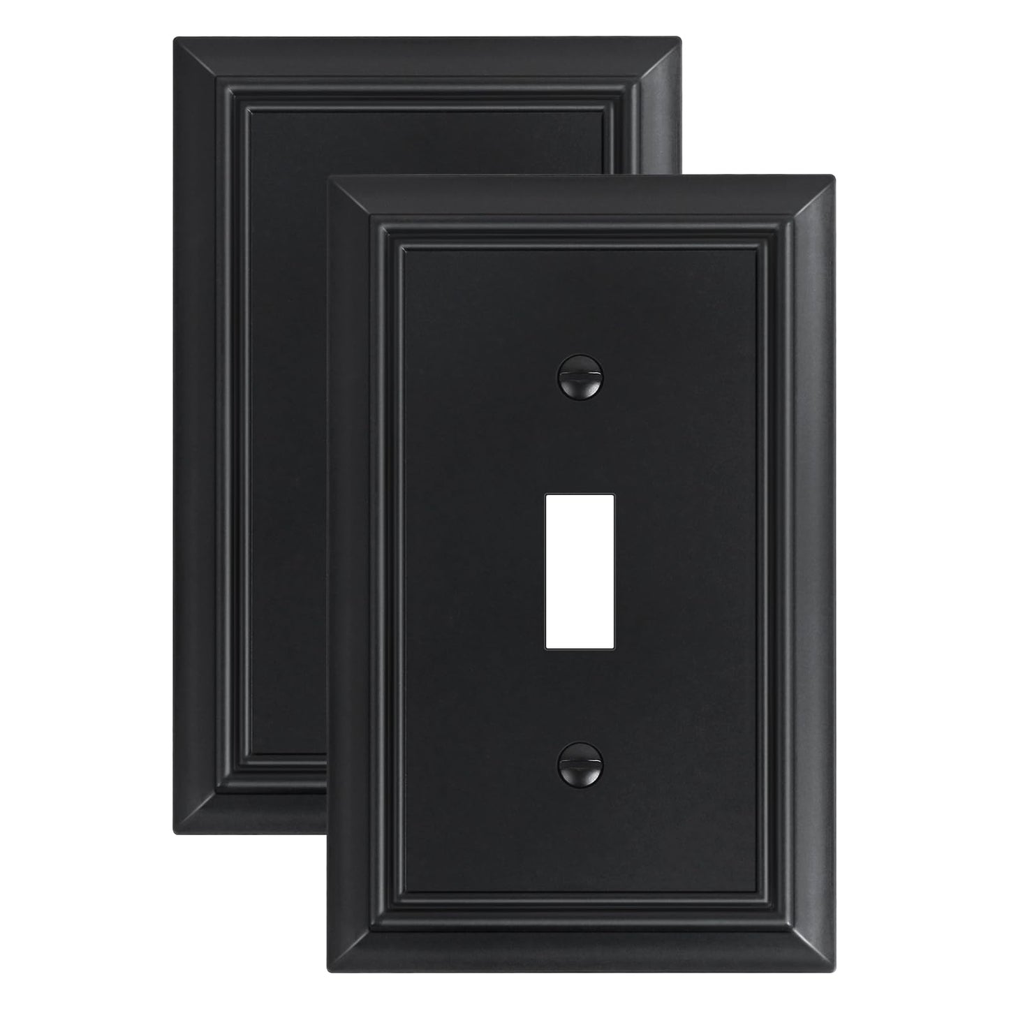 2-Pack Single Toggle Light Switch Cover Plate, Durable Natural Bamboo Fiber Decorative Switch Plate Covers, Matte Black 1 Gang Wall Plate, Corrosion Resistant