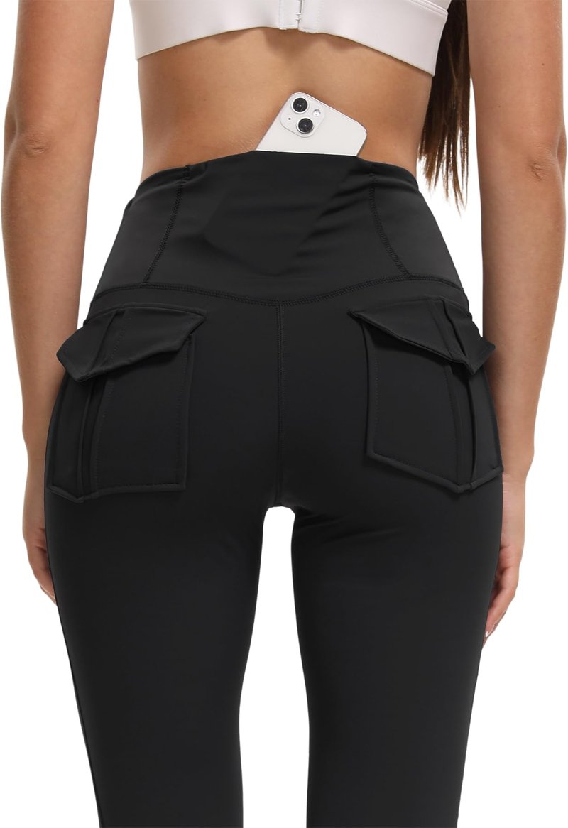 Women's Flare Leggings with Pockets High Waisted Butt Lifting No Front Seam Tummy Control Bootcut Yoga Pants for Women