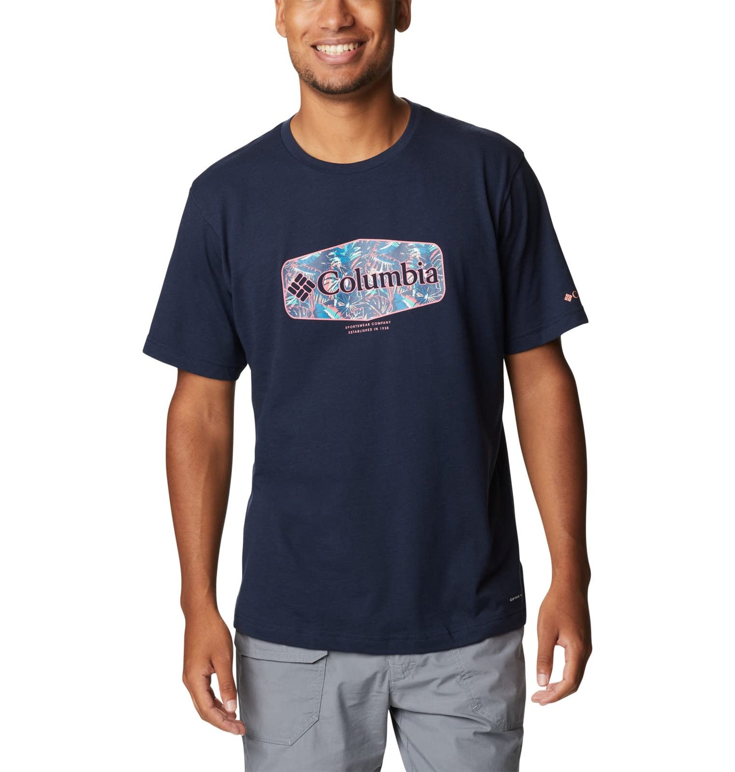 Columbia Men's Thistletown Hills Graphic Short Sleeve, Collegiate Navy HTHR/Wanderland Graphic, 2X Big