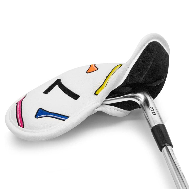 Golf Iron Head Covers 9/10pcs Leather Golf Club Covers for Iron with Magic Tape Fit Most Brand(Colorful Tee/10pcs)