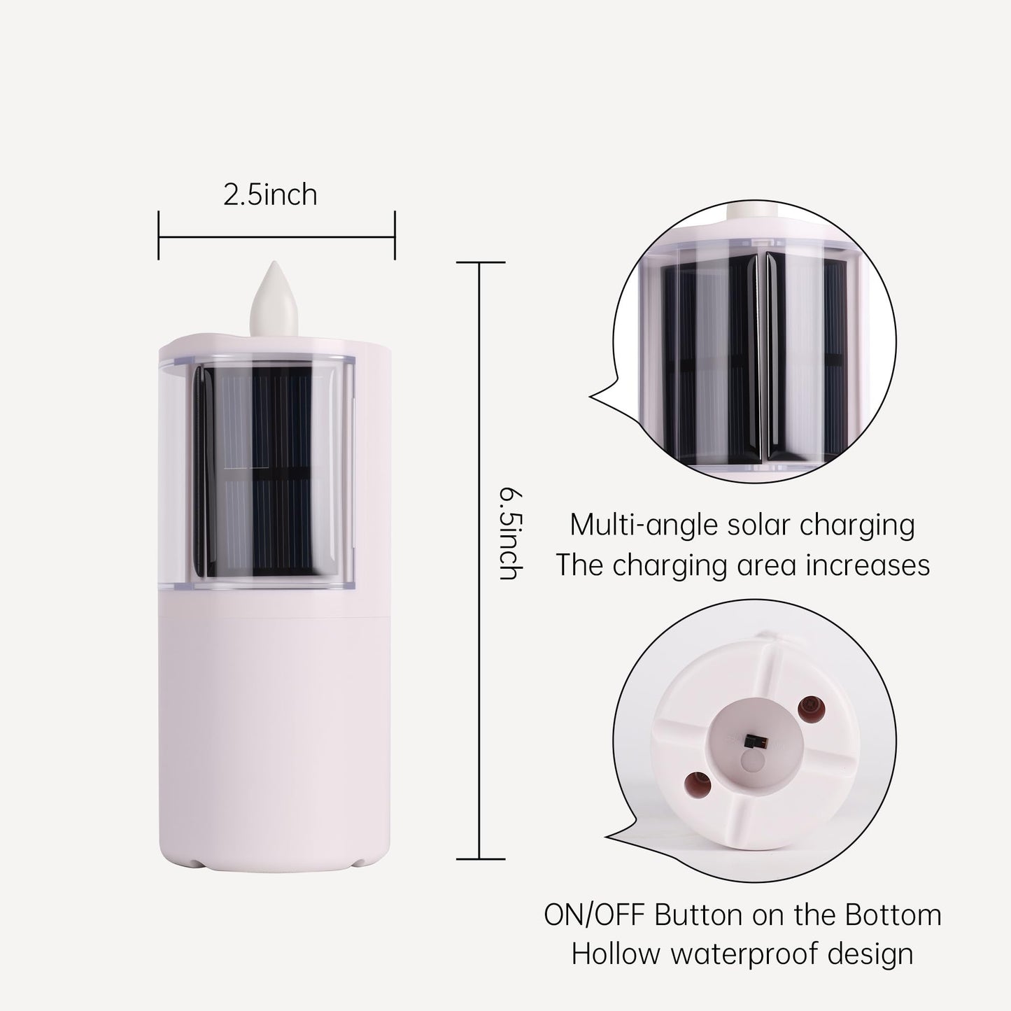 OPENDE Solar Candles Outdoor Waterproof, 2.5"x6.5", Dusk to Dawn, Solar Powered Flameless Candles for Outdoor Christmas Garden Lawn Yard Patio Decor,Set of 1