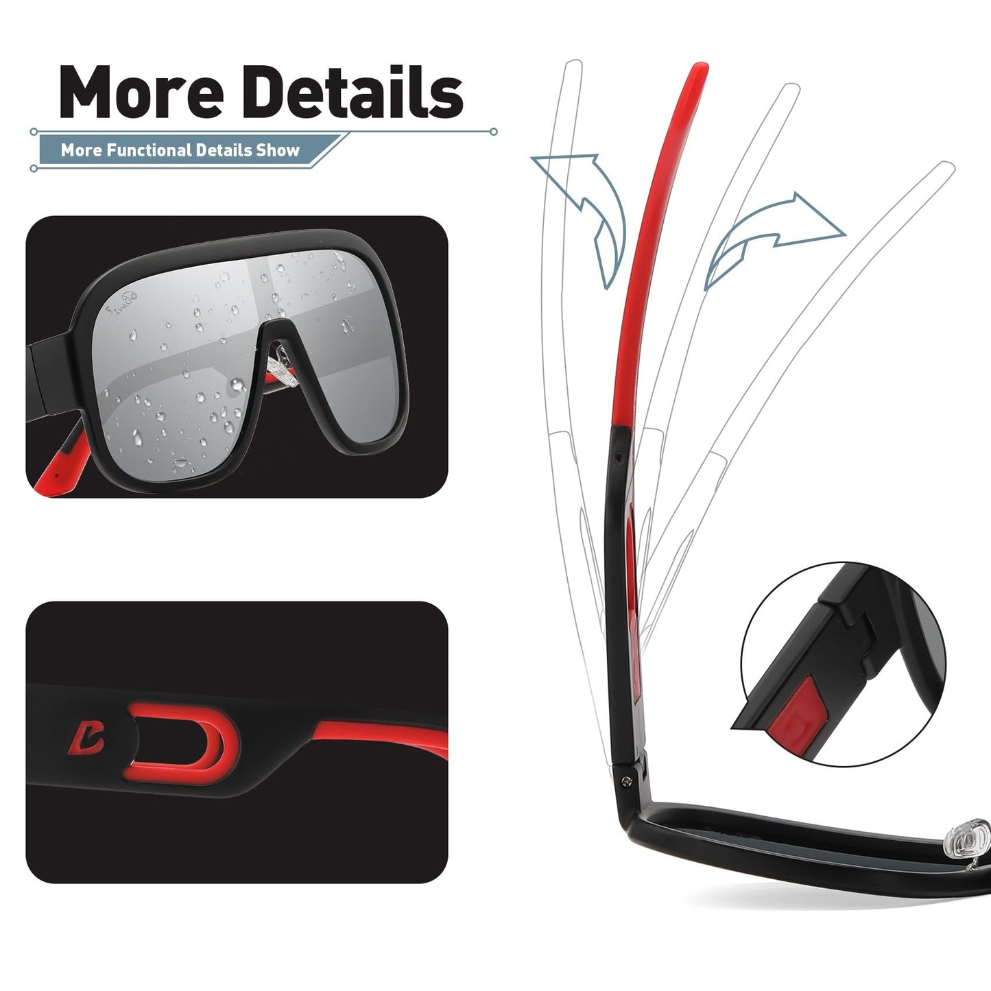 Bevi Sunglasses Polarized UV Protection with Flexible Lightweight Frame Shield Sunglasses for Men Women 2738C1