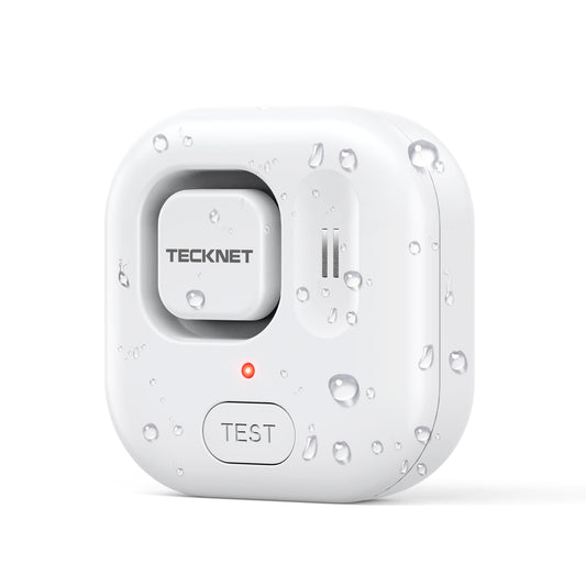 TECKNET Water Leak Detectors for Home, 120dB Water Sensor Alarm Leak Detector, IP66 Waterproof, Water Leak Detectors for Bathroom, Sink, Laundry, Window, Basements, Kitchens(1 Pack, Battery Included)