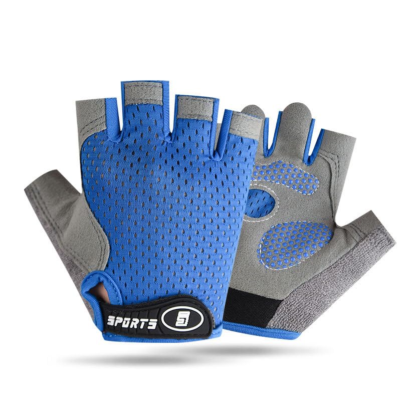 Kids' Fingerless Cycling Gloves - Non-Slip for Ages 3-8 - Blue