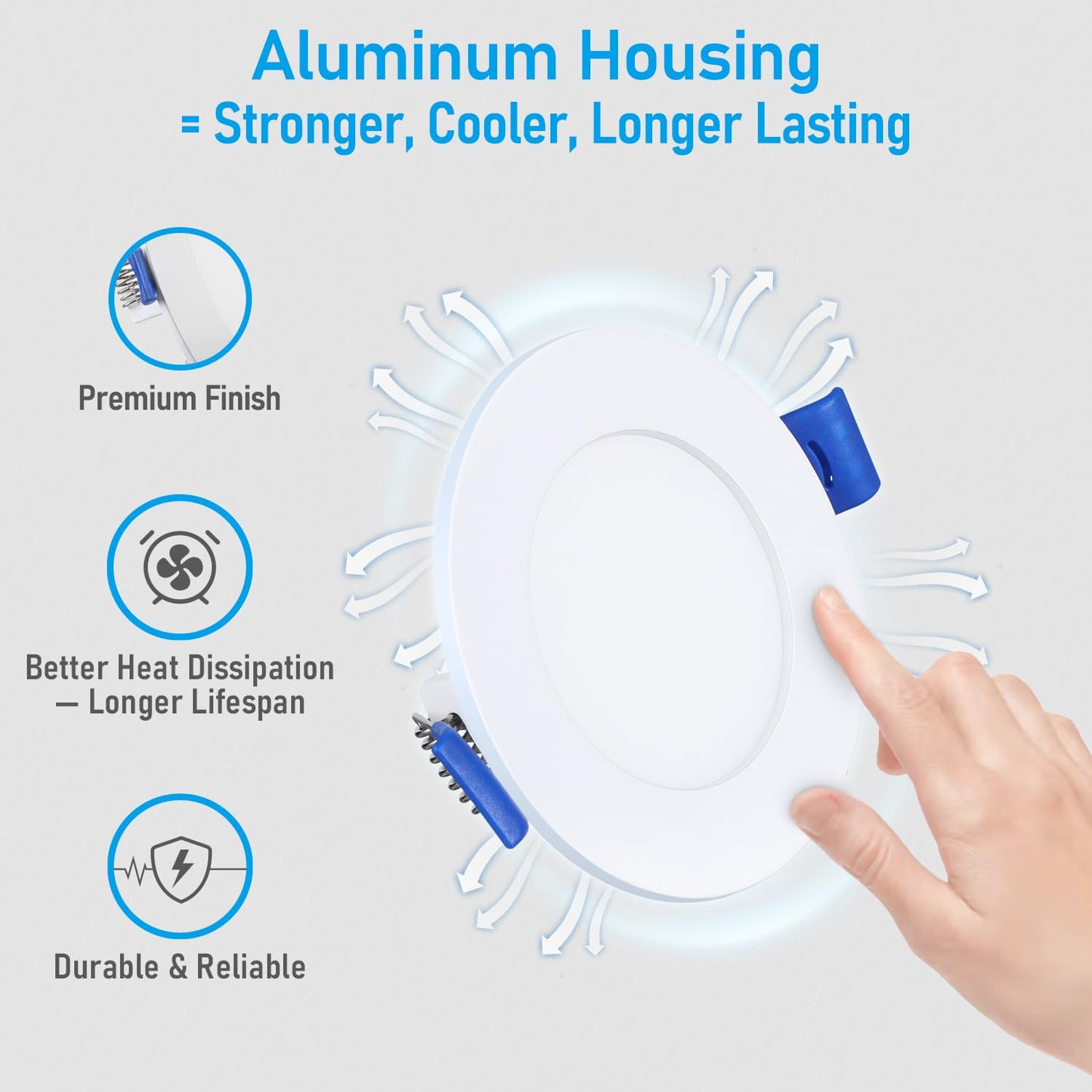 TORCHSTAR Basic Series 12-Pack 5CCT 3 Inch Ultra-Thin LED Recessed Lighting with J Box, CRI90, Aluminum, 2700K3000K3500K4000K5000K, 5%-100% Dimmable Slim Recessed Downlight, 6W 450LM, ETL & ES